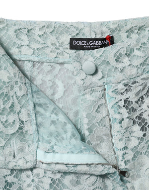 Mint Green Cotton Floral Lace Trousers Pants