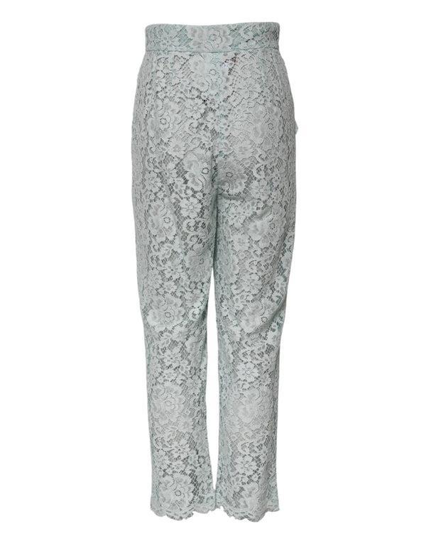 Mint Green Cotton Floral Lace Trousers Pants