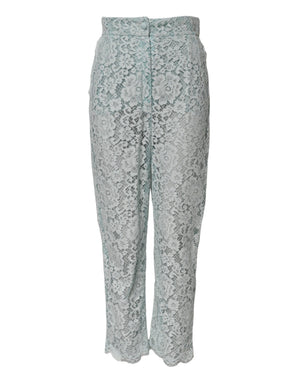 Mint Green Cotton Floral Lace Trousers Pants
