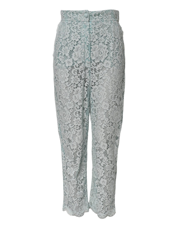 Mint Green Cotton Floral Lace Trousers Pants