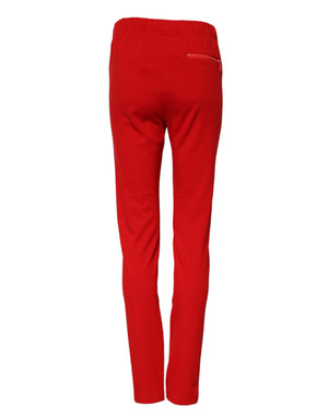 Red Mid Waist Slim Fit Pants