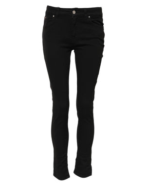 Black Cotton Skinny Mid Waist Denim Jeans