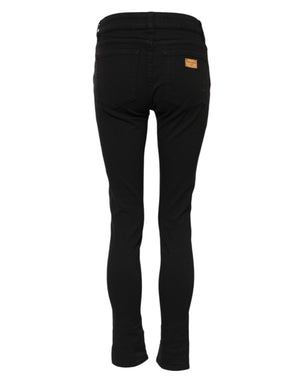 Black Cotton Skinny Mid Waist Denim Jeans