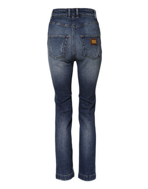 Blue Rhinestone Embellished Denim Jeans