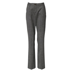 Gray Checkered High Waist Flared Pants
