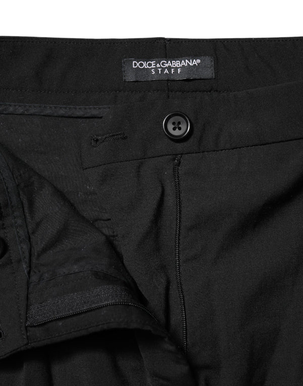 Black STAFF Mid Waist Tapered Pants