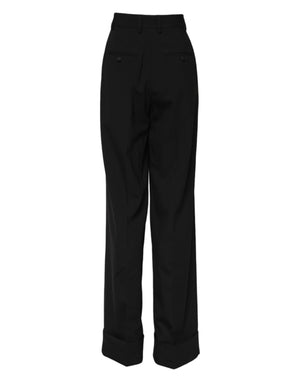 Black Wool High Waist Formal Pants