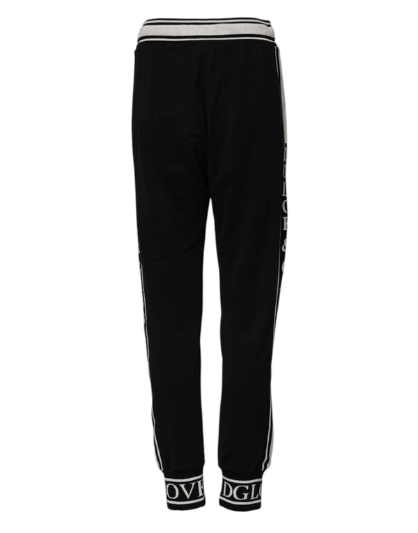 Black Cotton Jogger Logo Waist Pants
