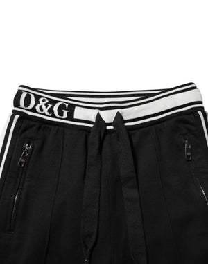 Black Cotton Jogger Logo Waist Pants