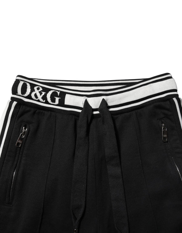 Black Cotton Jogger Logo Waist Pants
