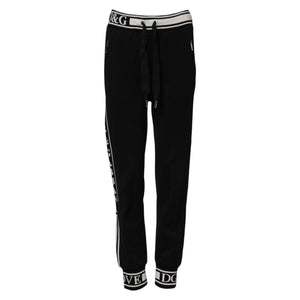 Black Cotton Jogger Logo Waist Pants