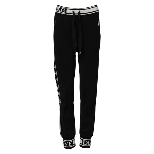 Black Cotton Jogger Logo Waist Pants