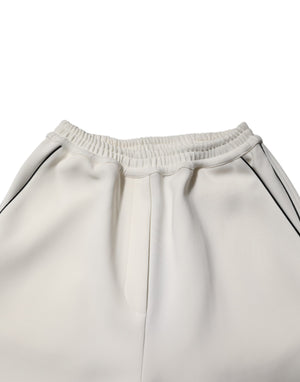 White Viscose Wide Leg Pull On Pants