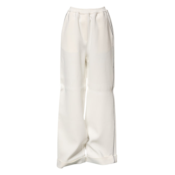 White Viscose Wide Leg Pull On Pants