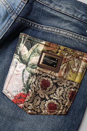 Multicolor Patchwork Tapered Denim Jeans