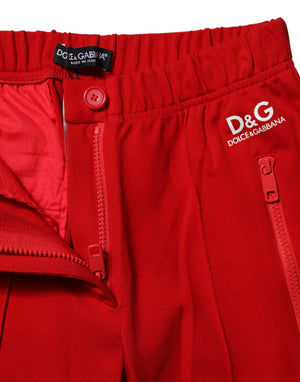 Red Mid Waist Slim Fit Pants