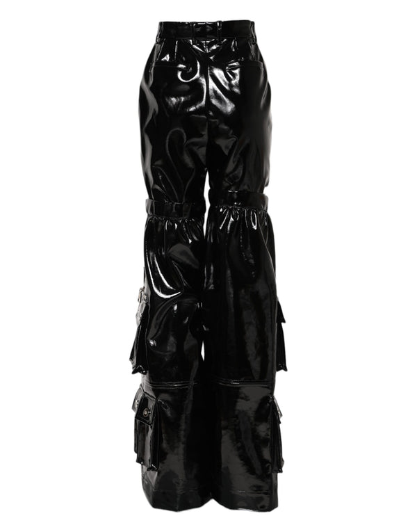 Black High Waist Cargo Bootcut Pants