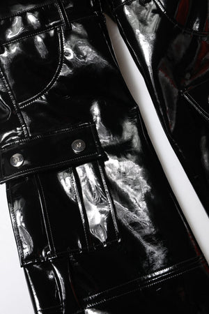 Black High Waist Cargo Bootcut Pants