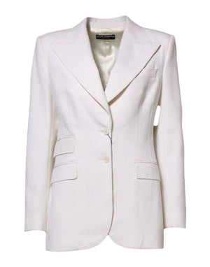 White Wool Single Breasted Women Coat Jacket