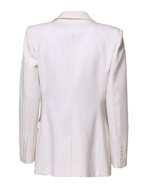 White Wool Single Breasted Women Coat Jacket
