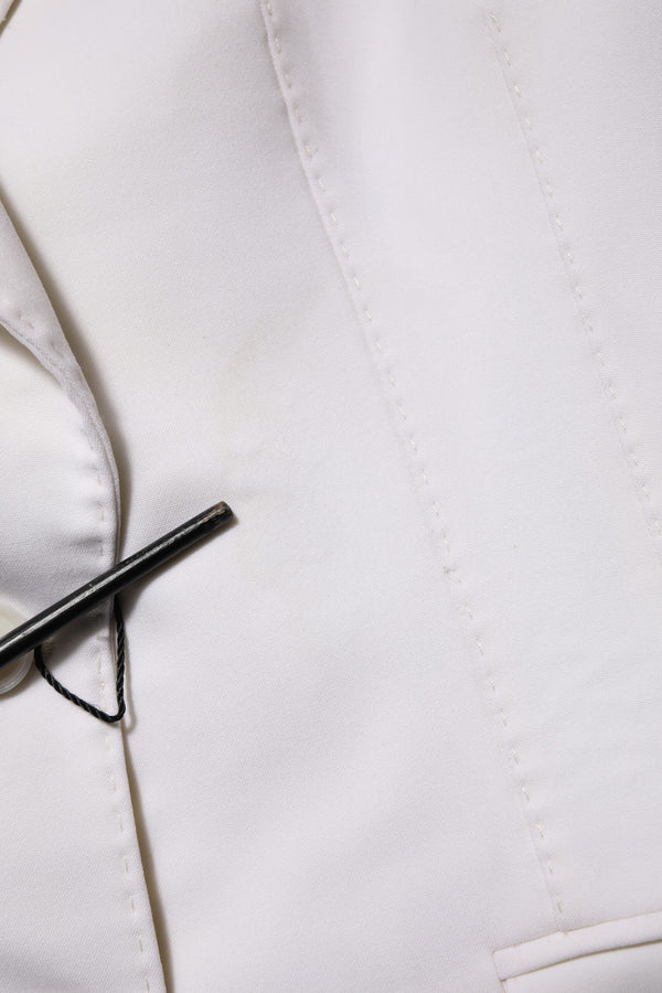 White Wool Single Breasted Women Coat Jacket