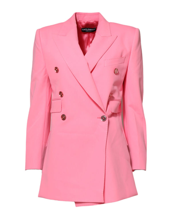 Pink Double Breasted Women Coat Jacket