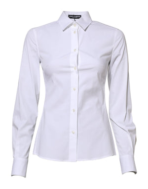 White Cotton Long Sleeves Collared Shirt Top