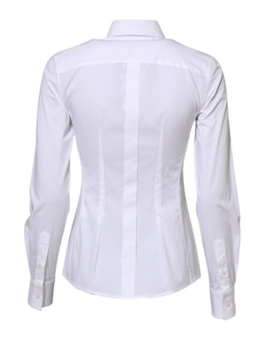 White Cotton Long Sleeves Collared Shirt Top