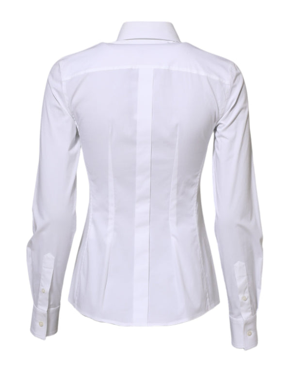 White Cotton Long Sleeves Collared Shirt Top
