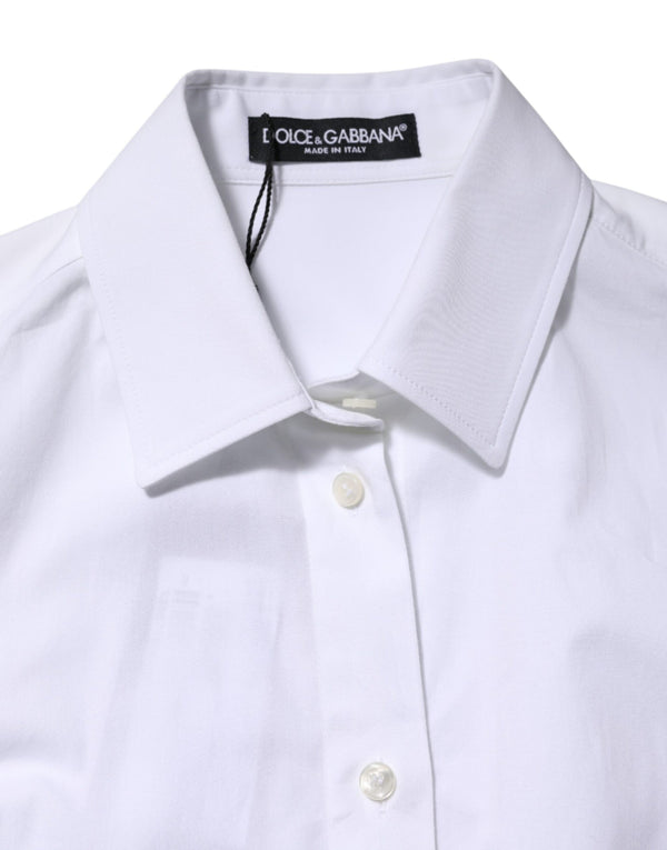 White Cotton Long Sleeves Collared Shirt Top