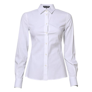 White Cotton Long Sleeves Collared Shirt Top