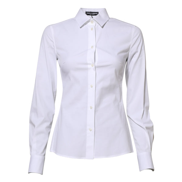 White Cotton Long Sleeves Collared Shirt Top