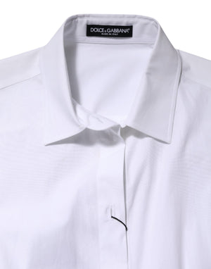 White Cotton Long Sleeves Collared Shirt Top