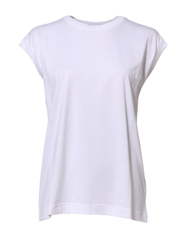 White Cotton Sleeveless Women Tank T-shirt