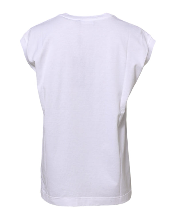 White Cotton Sleeveless Women Tank T-shirt