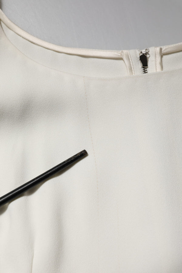 White Round Neck Short Sleeves Blouse Top