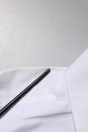 White Crystal Embellished Collared Shirt Top