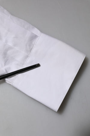 White Crystal Embellished Collared Shirt Top