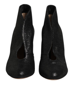 Metallic Black Pump Stiletto Heels Shoes