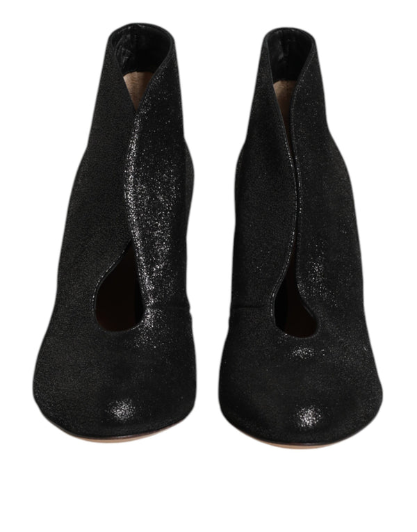 Metallic Black Pump Stiletto Heels Shoes