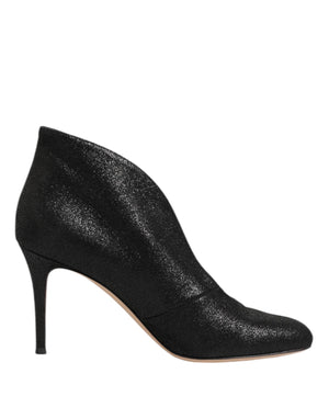 Metallic Black Pump Stiletto Heels Shoes