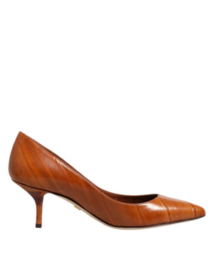 Brown Leather Stiletto Heel Pumps Shoes