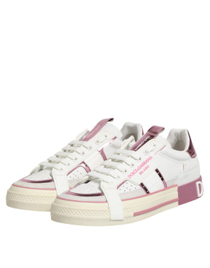 White Leather DG Logo Low Top Sneakers Shoes