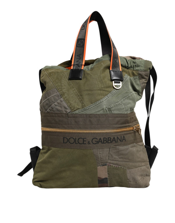 Military Green Patchwork Rucksack Backpack Bag