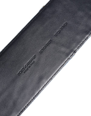 Two Tone Blue Denim Gold Metal Buckle Belt