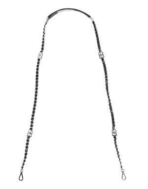 Black Leather DG Logo Chain Bag Shoulder Strap
