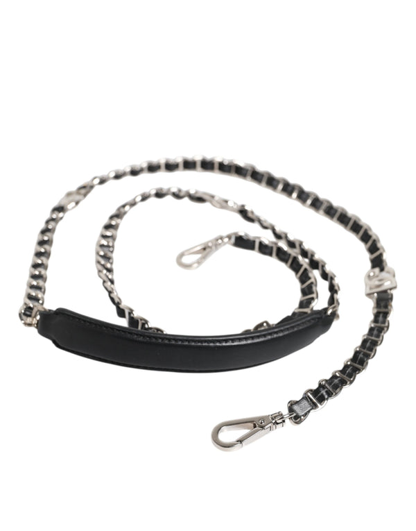 Black Leather DG Logo Chain Bag Shoulder Strap