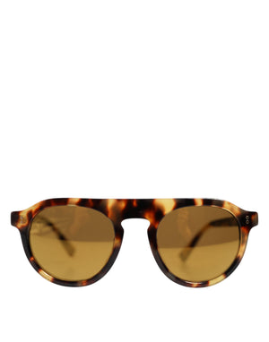 Brown Acetate Round Leopard Print Eyewear Sunglasses