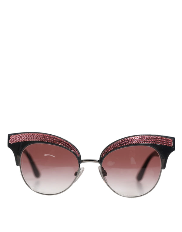 Black Pink Mirrored Cat Eye DG6109 Sequined Sunglasses