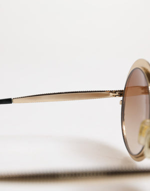 Gold Brown Gradient Round Frame DG2179 Eyewear Sunglasses
